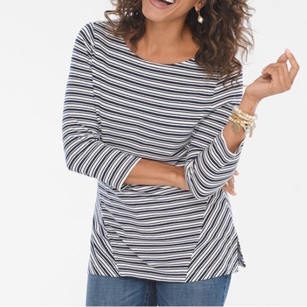 Chico’s Mixed-Stripe Ponte Top